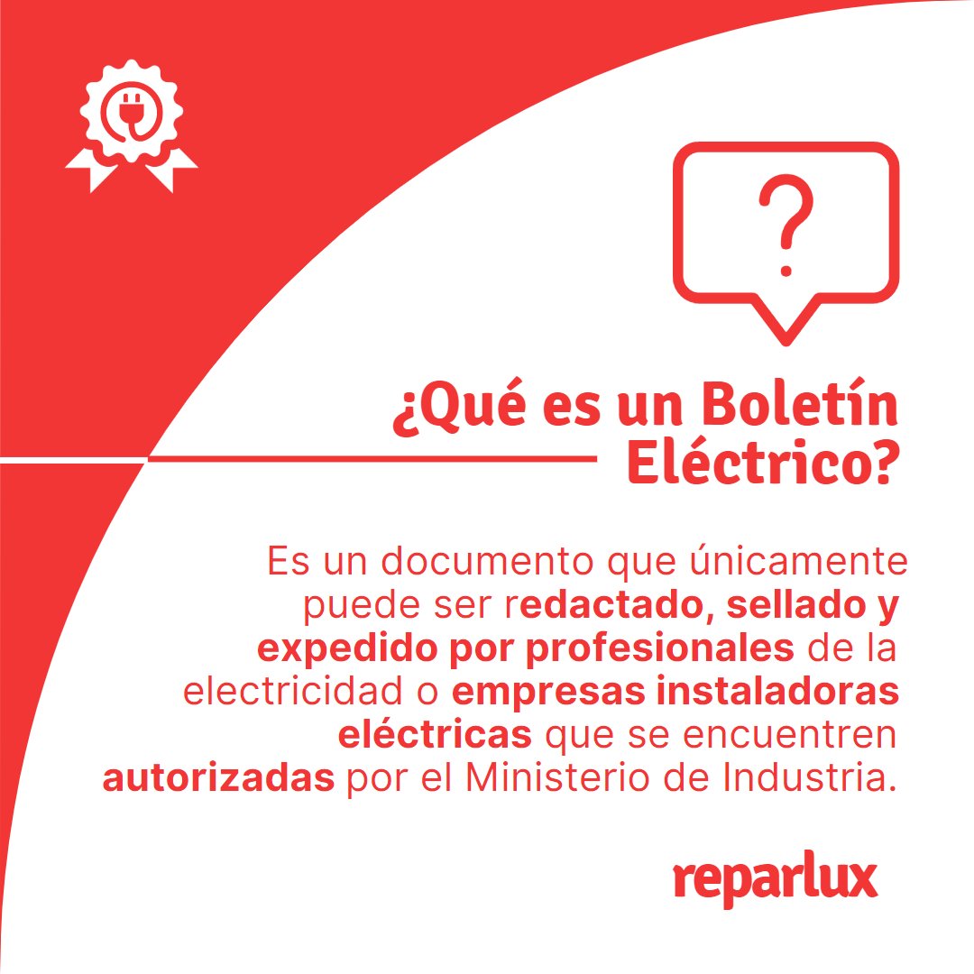 reparlux's tweet photo. SOMOS UNA EMPRESA AUTORIZADA ✅ | Reparlux es la empresa líder en boletines eléctricos de toda la Comunidad de Madrid.
📞 | 608 667 087 o 📩 contacto@reparlux.com #boletinelectrico https://t.co/ZB8FvijUb1