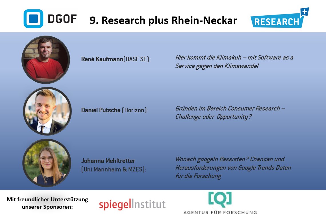 Am 12.6. gastieren wir wieder mit der #Researchplus in Mannheim. Seid dabei, lauscht 3 spannenden Impulsen &amp; genießt das ein oder andere Getränk! 🍺
Info &amp; Anmeldung: dgof.de/research-plus/… 
Sponsoren: <a href="/Q_InsightAgency/">Q Agentur</a> &amp; <a href="/spiegelinstitut/">Spiegel Institut</a>  
Kooperationspartner: <a href="/DigiWomenRN/">DigitalMediaWomenRN</a>