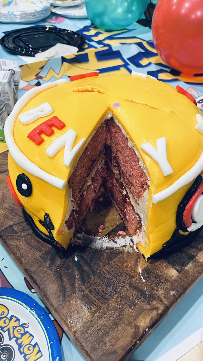 DrWilliamHwang's tweet image. My son wanted a ⁦@Pokemon⁩ ⁦@PokemonTCG⁩ #Pikachu fresh strawberry cake for his 6th bday so… amateur Dad fondant and baking week became a reality 😂 #KitchenScience #DadForLife👨‍🔬🎂🎁🥳🎈