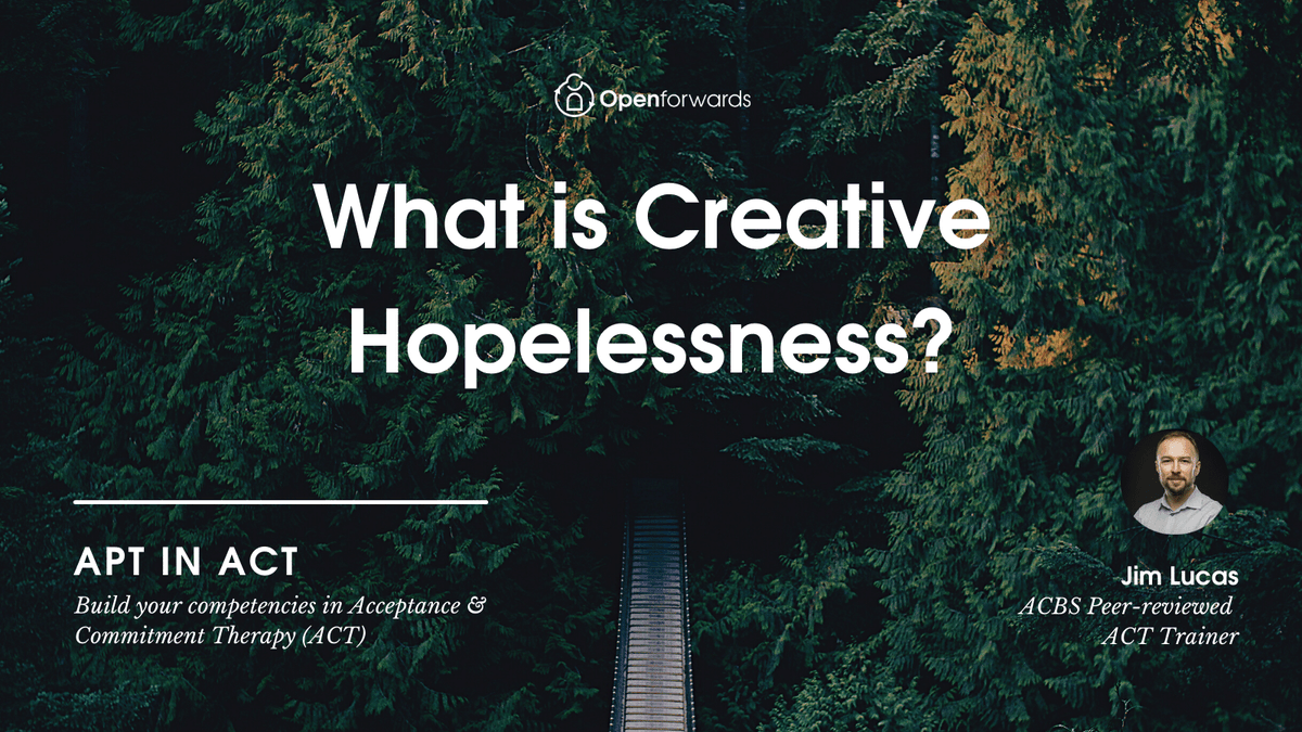 Creative Hopelessness is a concept used to engage clients in therapy in a way that changes the functions of their coping strategies.

youtube.com/watch?v=z5S5L0…

#acceptanceandcommitmenttherapy #acttherapy #cattherapist #cbttherapy #cbttherapist #counselling #counsellingpsychology