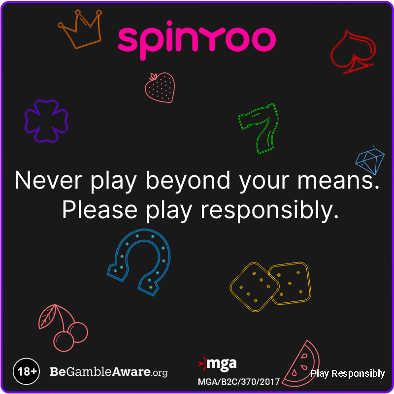 SpinYooCasino's tweet photo. 18+ | https://t.co/bqg3S0gCkk | Play Responsibly
If you decide to gamble, please remember to always play responsibly, set limits, and never play beyond your means.
#spinyoo #PlayResponsibly #responsiblegambling https://t.co/HiM5ayFk6c