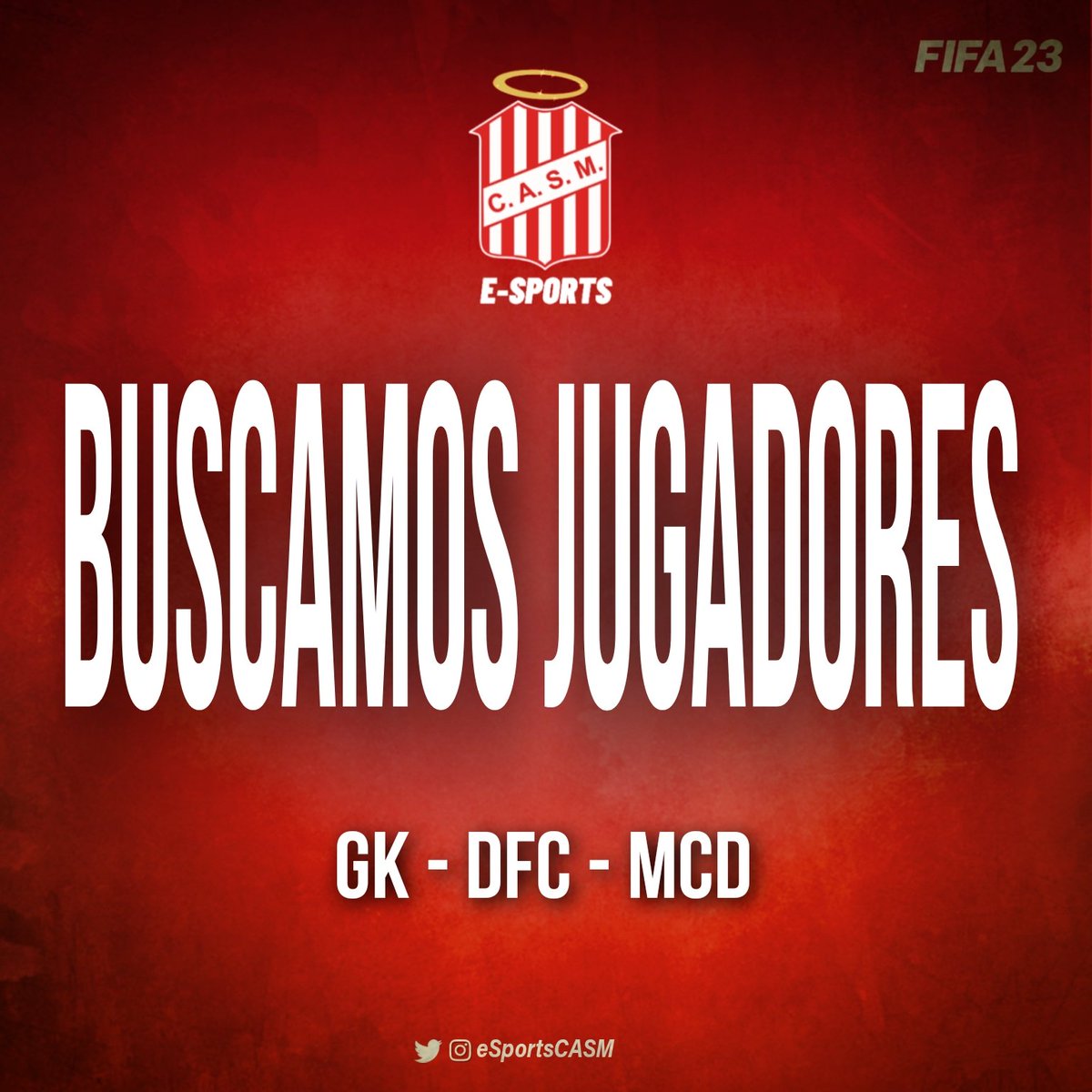 San Martin de Tucumán eSports (@esportscasm) on Twitter photo 🔴⚪ San Martín (T) eSports
🎮Seguimos en la búsqueda de las siguientes posiciones🎮
🧤 GK
🛡️ DFC
⚽ MCD
📝Experiencia en <a href="/IESAFIFAar/">IESA Argentina</a>
⚠️Disponibilidad L a J (22 a 00).
🎙️Usar micrófono.
📱WhatsApp: 1150250890
🇦🇷 Interesados al MD ✉️
Se agradece RT: <a href="/IESAFichajes/">IESA Fichajes</a> 🔴⚪ San Martín (T) eSports
🎮Seguimos en la búsqueda de las siguientes posiciones🎮
🧤 GK
🛡️ DFC
⚽ MCD
📝Experiencia en <a href="/IESAFIFAar/">IESA Argentina</a>
⚠️Disponibilidad L a J (22 a 00).
🎙️Usar micrófono.
📱WhatsApp: 1150250890
🇦🇷 Interesados al MD ✉️
Se agradece RT: <a href="/IESAFichajes/">IESA Fichajes</a>