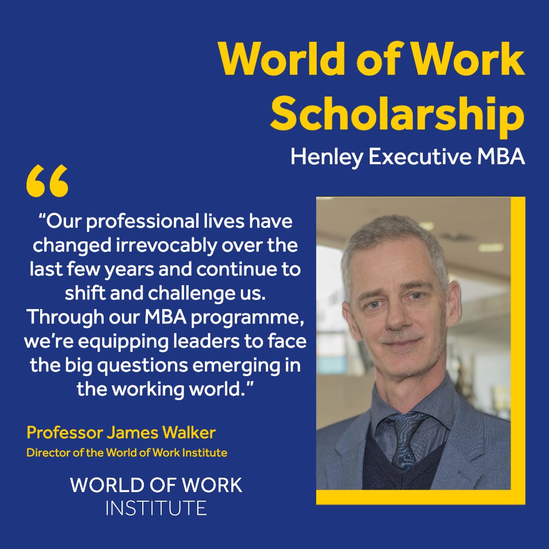 We’re looking for Executive MBA candidates who are driving change and innovation within their business. Sound like you? Apply for the World of Work Scholarship now – the first deadline is 5th June. hly.ac/43hGB1A
