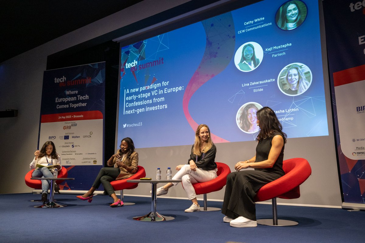 Tech.eu (@tech_eu) on Twitter photo Catch Cathy White (<a href="/cathywhite10/">Cathy White</a>), Keji Mustapha (<a href="/keji_osf/">Keji Mustapha</a>), Lina Zakarauskaite (<a href="/lzakarauskaite/">Lina Zakarauskaite</a>) , and Natasha Lytton (<a href="/Natashalytton/">Natasha Lytton</a>) at the Grow Stage for "Confessions from next-gen investors" – A new paradigm for early-stage VC in Europe. #techeu23 Catch Cathy White (<a href="/cathywhite10/">Cathy White</a>), Keji Mustapha (<a href="/keji_osf/">Keji Mustapha</a>), Lina Zakarauskaite (<a href="/lzakarauskaite/">Lina Zakarauskaite</a>) , and Natasha Lytton (<a href="/Natashalytton/">Natasha Lytton</a>) at the Grow Stage for "Confessions from next-gen investors" – A new paradigm for early-stage VC in Europe. #techeu23