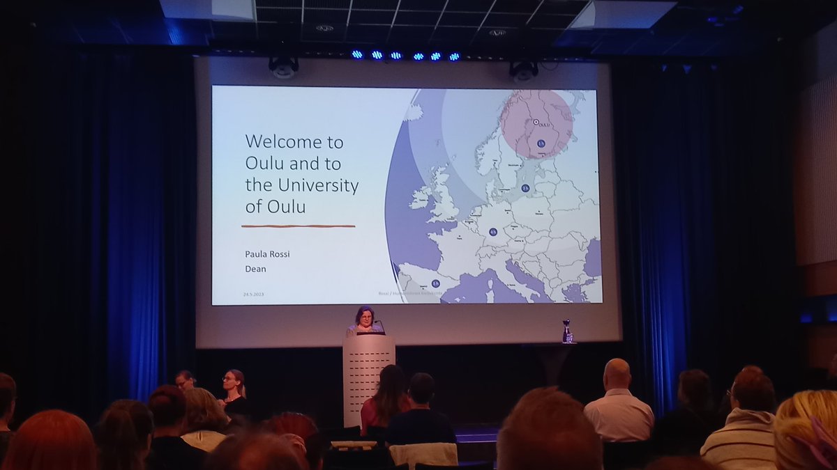 tiinatraisanen's tweet photo. Kielitieteen päivät 2023 avattu!  @pHaddington, dekaani Paula Rossi @UniOulu Humanistinen tiedekunta. Kiitos tukijat @GenZ_Oulu, @oulunkaupunki @tsv_media, #ktp2023 https://t.co/4DE8yxgVc4