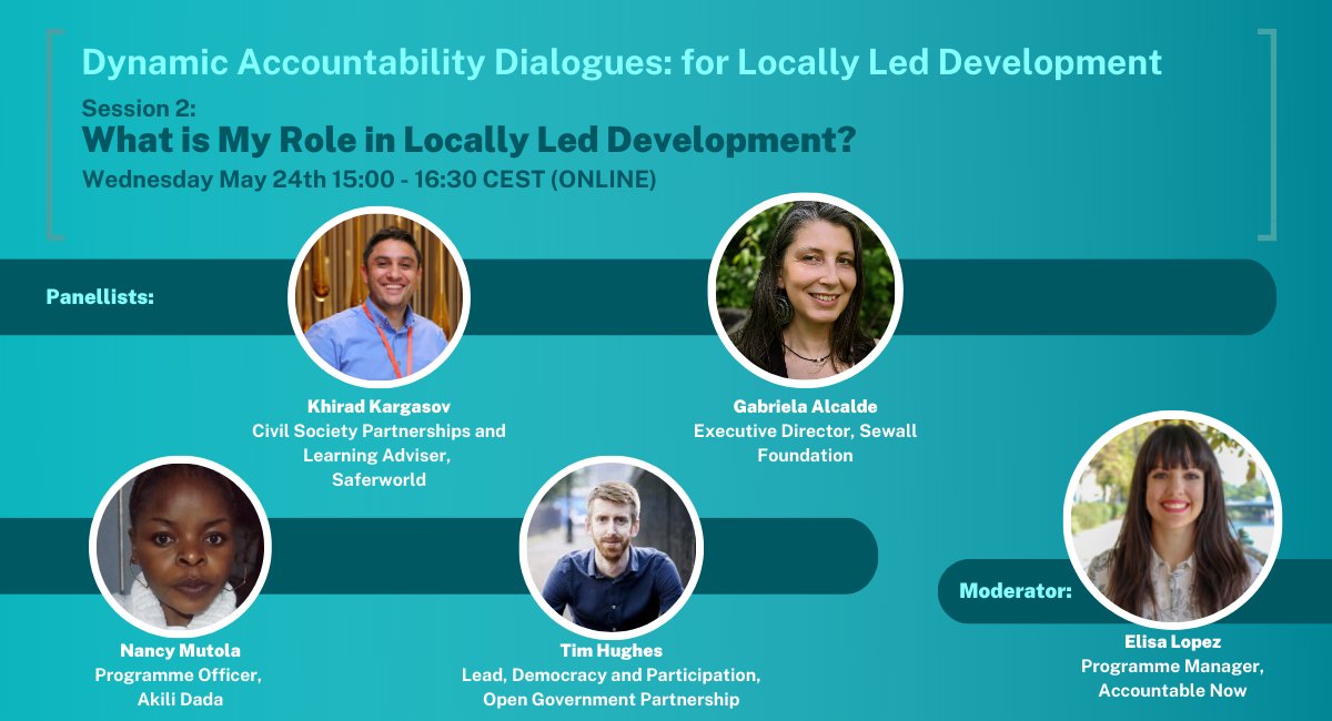 Join us today at 15:00 CEST for the final session of our Dynamic Accountability Dialogues!

What is My Role in Locally Led Development?

The session will convene different voices and perspectives from the sector for a panel discussion on how we can advance the #locallyled agenda.