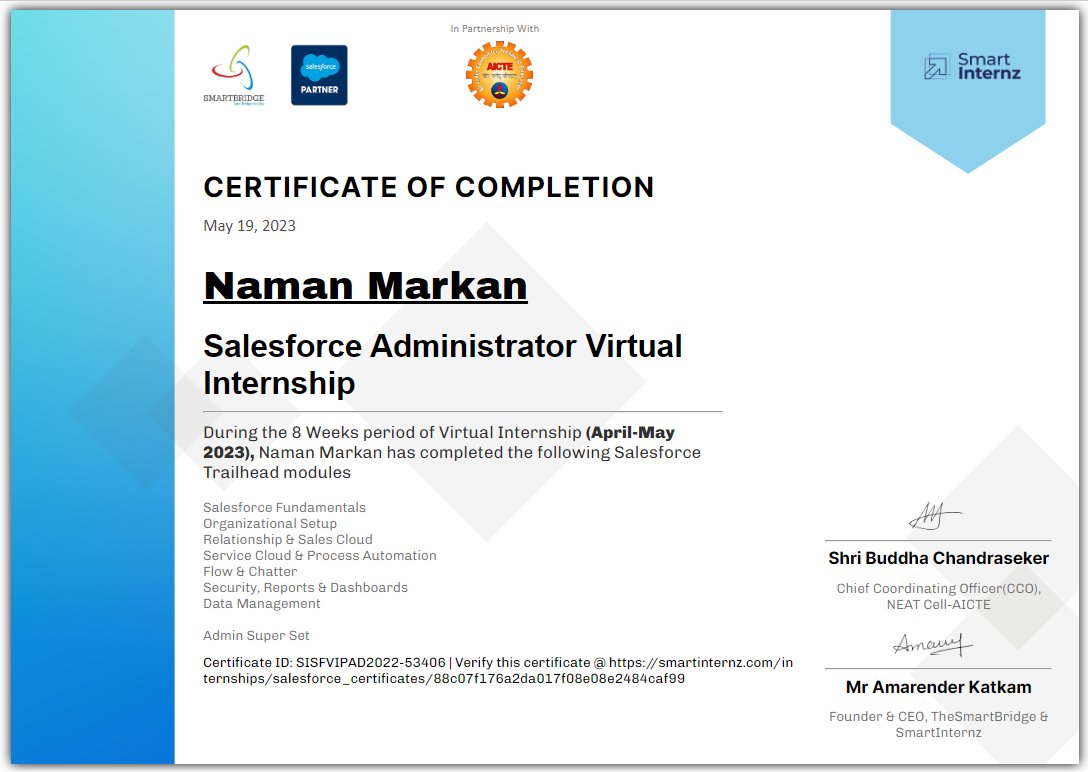 LovNaman's tweet image. A #virtualinternship with #SmartInternz as a @SalesforceAdmns is been completed. 

@salesforce is a never ending learning 

Its Skill = Knowledge x Practice + Mentoring 

Many thanks to #Salesforce, #AICTE, #thesmartbridge
@yadavyudhisther @amarnetha @smartbridgeiot @yukteshc