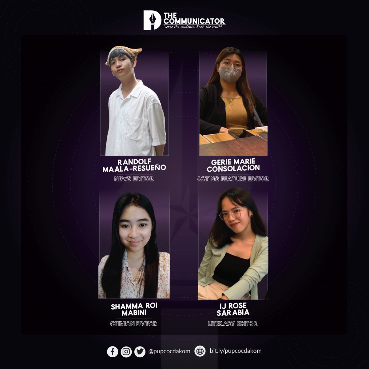 pupcocdakom's tweet photo. Following the unforeseen changes in the recent months, The Communicator presents its updated 25th Editorial Board for the remaining months of second semester, academic year 2022-2023. https://t.co/cTbqq6LG42