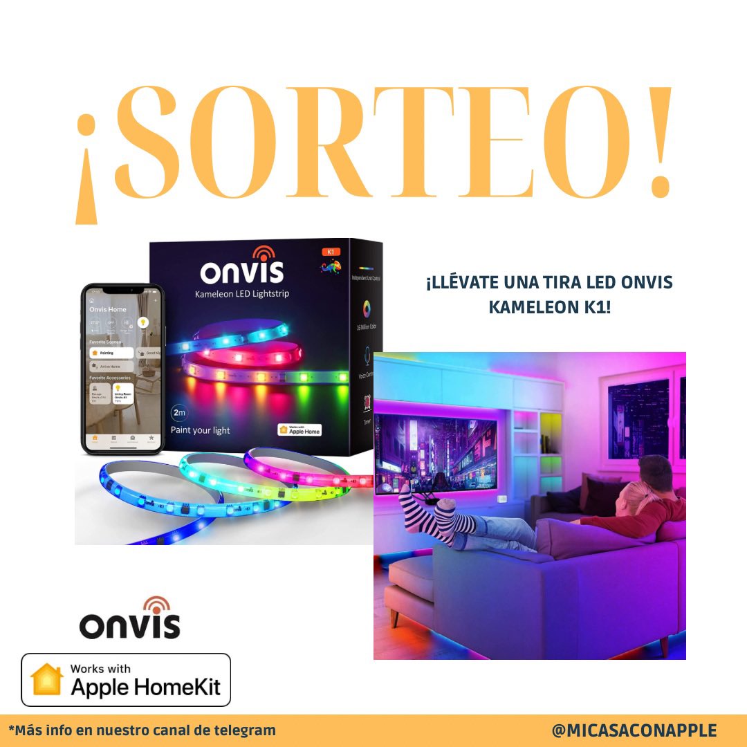 MicasaconApple's tweet photo. 🏠💡 ¡SORTEO ESPECIAL! 💡🏠

🌟 Estamos emocionados de anunciar que vamos a realizar un increíble sorteo en nuestro grupo de telegram de domótica con HomeKit 🎉. Y en esta ocasión, tenemos algo realmente espectacular para ti: ¡una tira LED ONVIS Kameleon K1! 🌈✨ https://t.co/yemfgbj53F