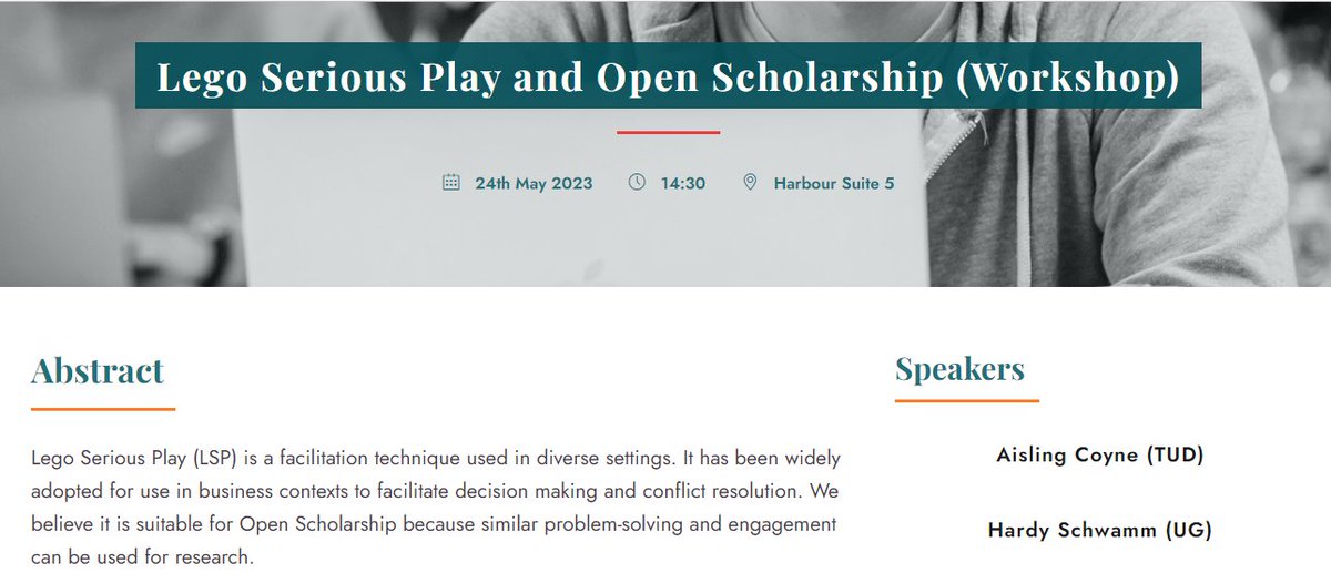 ‘Play with Purpose’ Lego Serious Play (LSP) is a method adopted for use in business contexts to enable decision-making and conflict resolution, fitting for #OpenScholarship as similar problem-solving can be used for #research.

rb.gy/zevlp

#CONUL2023 #workshop