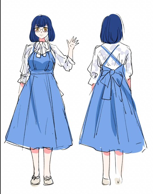クルスのブラウスも悩み中!!!このあぶちょみたいなフリルかわいいんだよな〜(作画コスト高い) アンケートへの投票お願いします!
