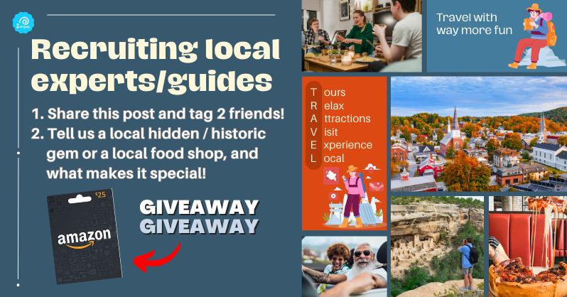 【Recruiting local experts/guides in the US】

If you are interested in:

✅Taking tourists on tour around your hometown
✅Making new friends from around the world
✅Introducing local foods to people

Enter the giveaway to win a 25$ Amazon gift card👇
twitter.com/2erguy2/status…