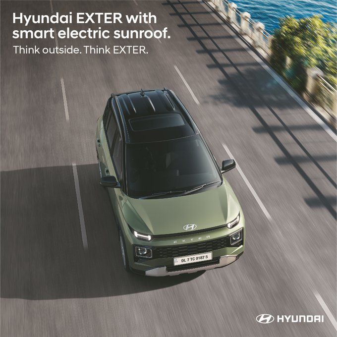 It’s time to soak in the sights of bright blue sky or starry nights. #HyundaiEXTER comes with a voice-enabled Smart Electric Sunroof. Your voice is its command! #Thinkoutside. Think EXTER. #HyundaiIndia #ILoveHyundai
