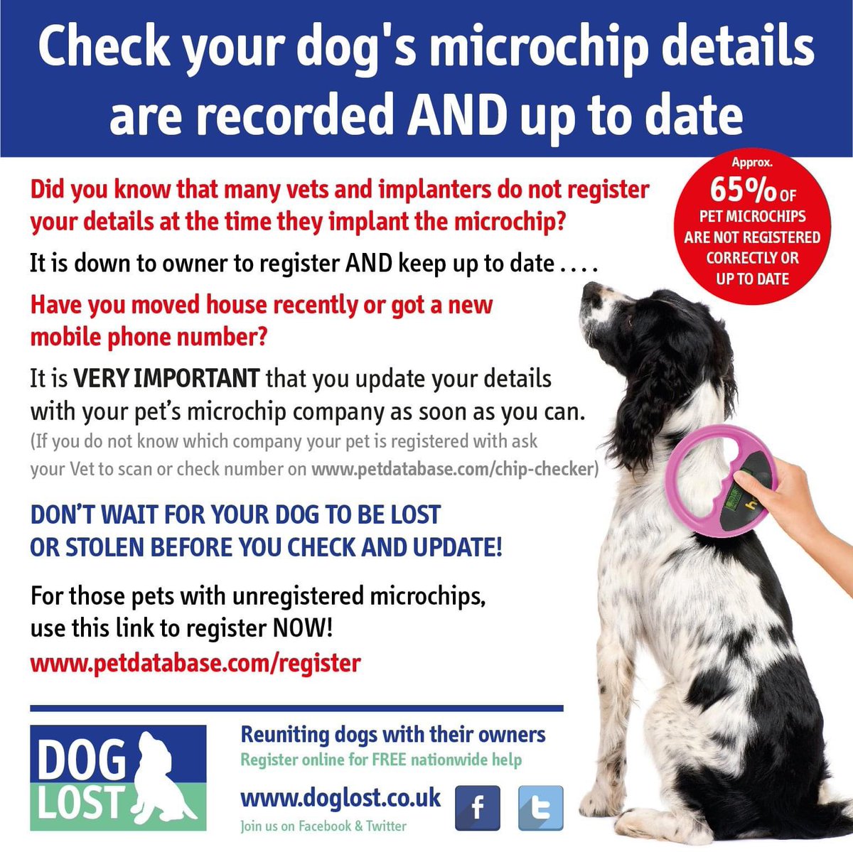 @MailOnline @VetsGetScanning The microchip databases have been letting their customers down for years and this isn’t the first time this has happened! #AnimalCompanionship#MakeChipsCount #FernsLaw #VetsGetScanning #ScanMe #PetTheftReform #PetAbduction