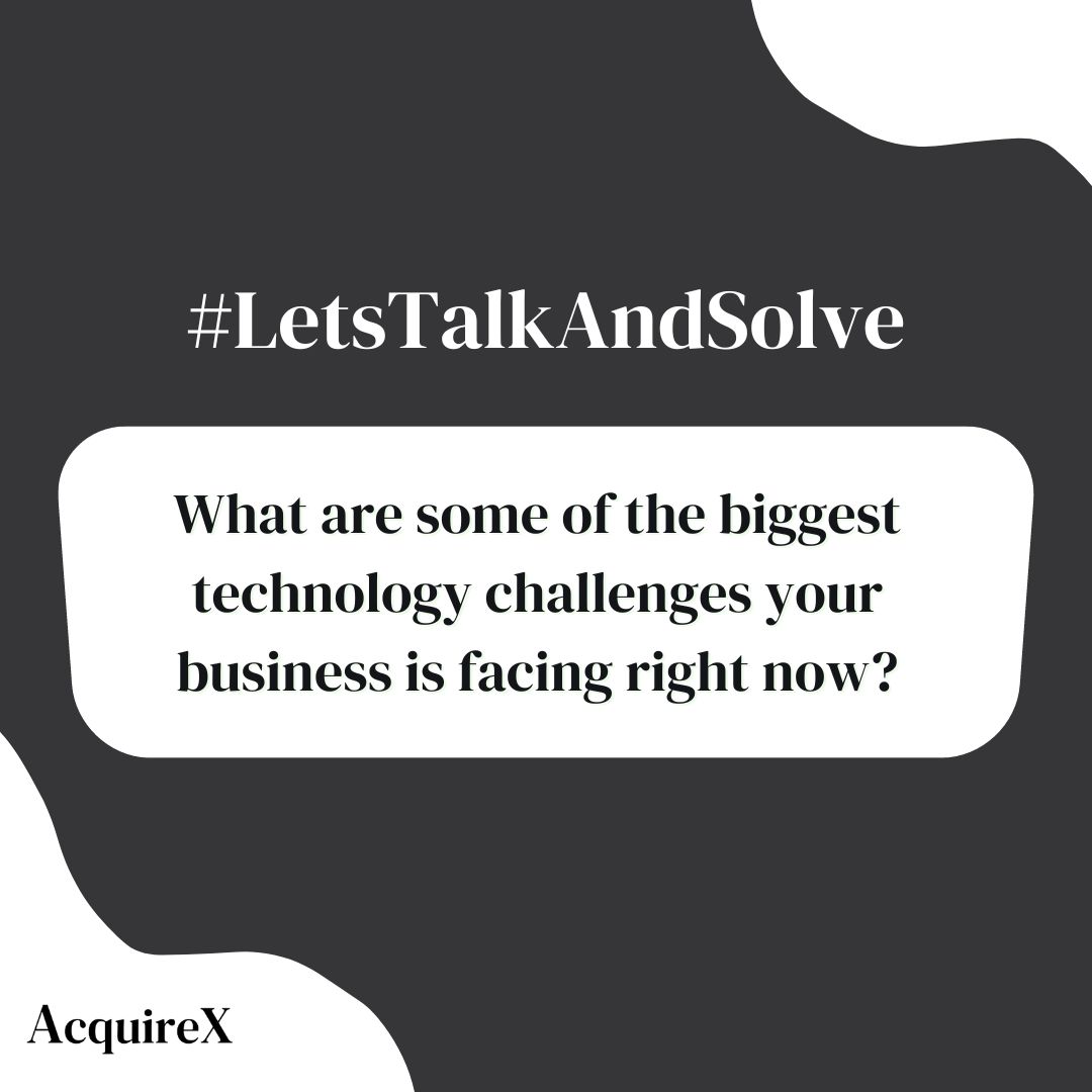 HelloAcquireX's tweet image. What are some of the biggest technology challenges your business is facing right now? 

Share in the comments below and see what solutions others have implemented.

#TechnologyChallenges #ITConsultancy #TeamExtension
