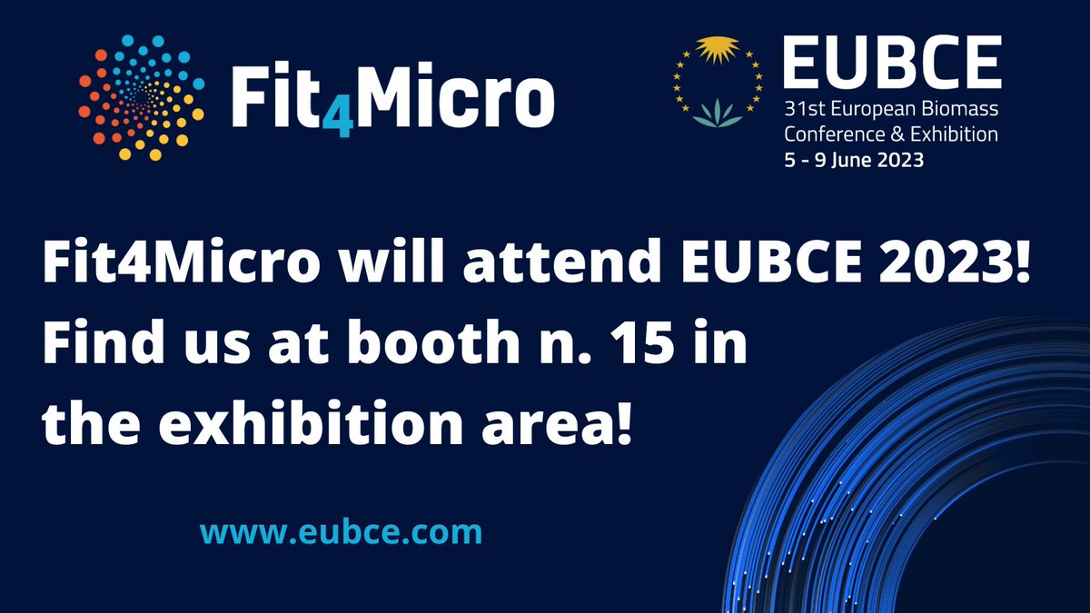 ⚙ Fit4Micro will attend <a href="/EUBCE/">EUBCE - European Biomass Conference and Exhibition</a> in Bologna!
 
👉 The Project will be in the EUBCE Exhibition Area, at booth n.15.

⚡ Visit us and find out more about Fit4Micro main activities!

Register here: eubce.com/registration-2…