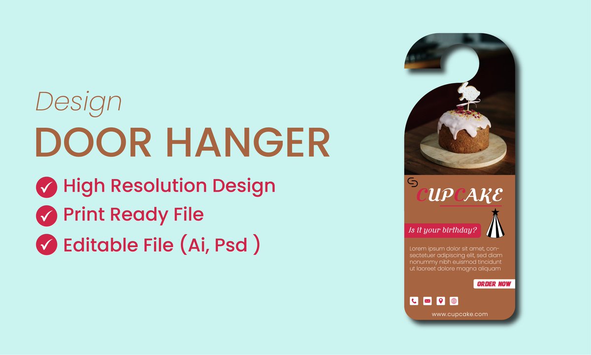 Is23852997Islam's tweet photo. Portfolio Design
Category - Door Hanger Design

Name - Cupcake
Used Tools - Adobe Illustrator

#doorHanger #postcard #rackCard #doorHangerDesign #posterDesign 
#ÜmitÖzdağ #Shotaro 

If you need a Door Hanger then
Hire me - https://t.co/GckPL53rOw https://t.co/HuV3WCh2D7