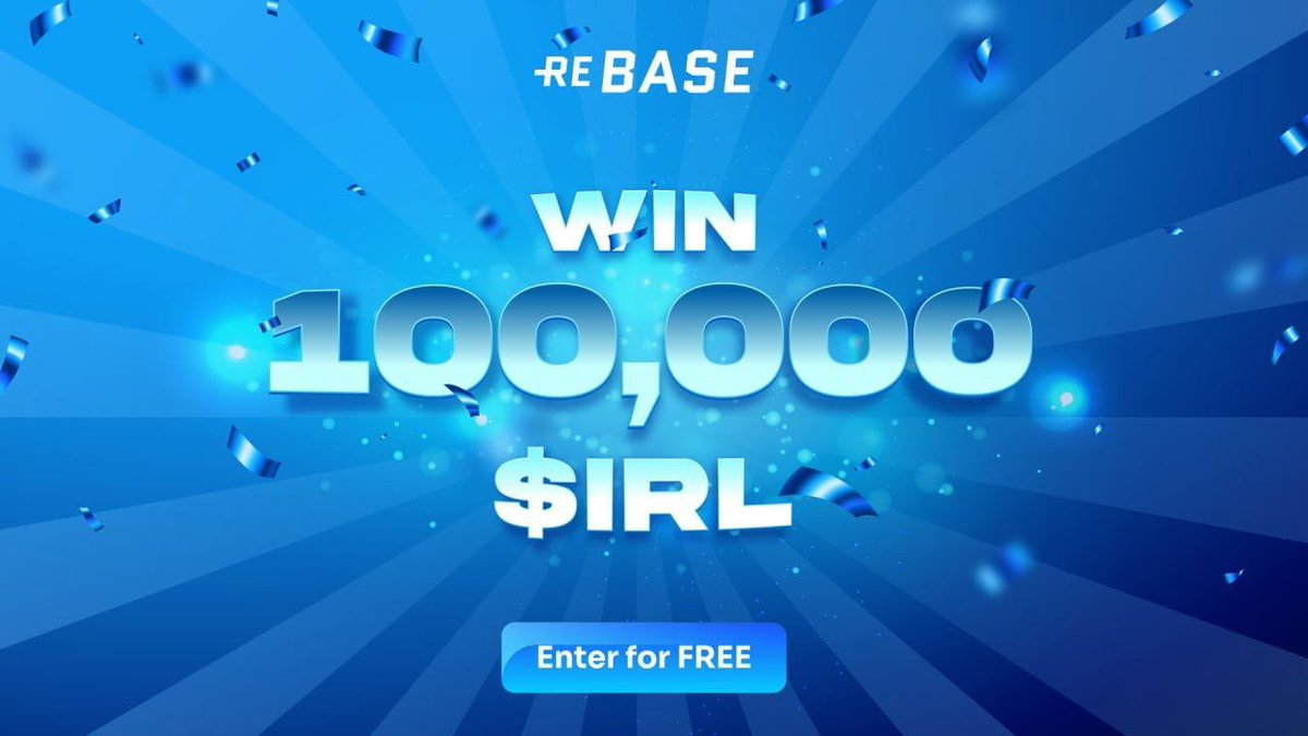 ⭐ Rebase #Giveaway 🔥

🤩Prize Pool : 100,000 $IRL

To Enter ⤵️
➡️ Follow @Rebasegg 
➡️ Like, RT &amp; Tag 3 Friends
➡️ Finish Gleam: bit.ly/433As9E

⏰ 11th June

#NFT #M2E #F2E  #Polygon #Airdrop #Crypto #Giveaway #Promo