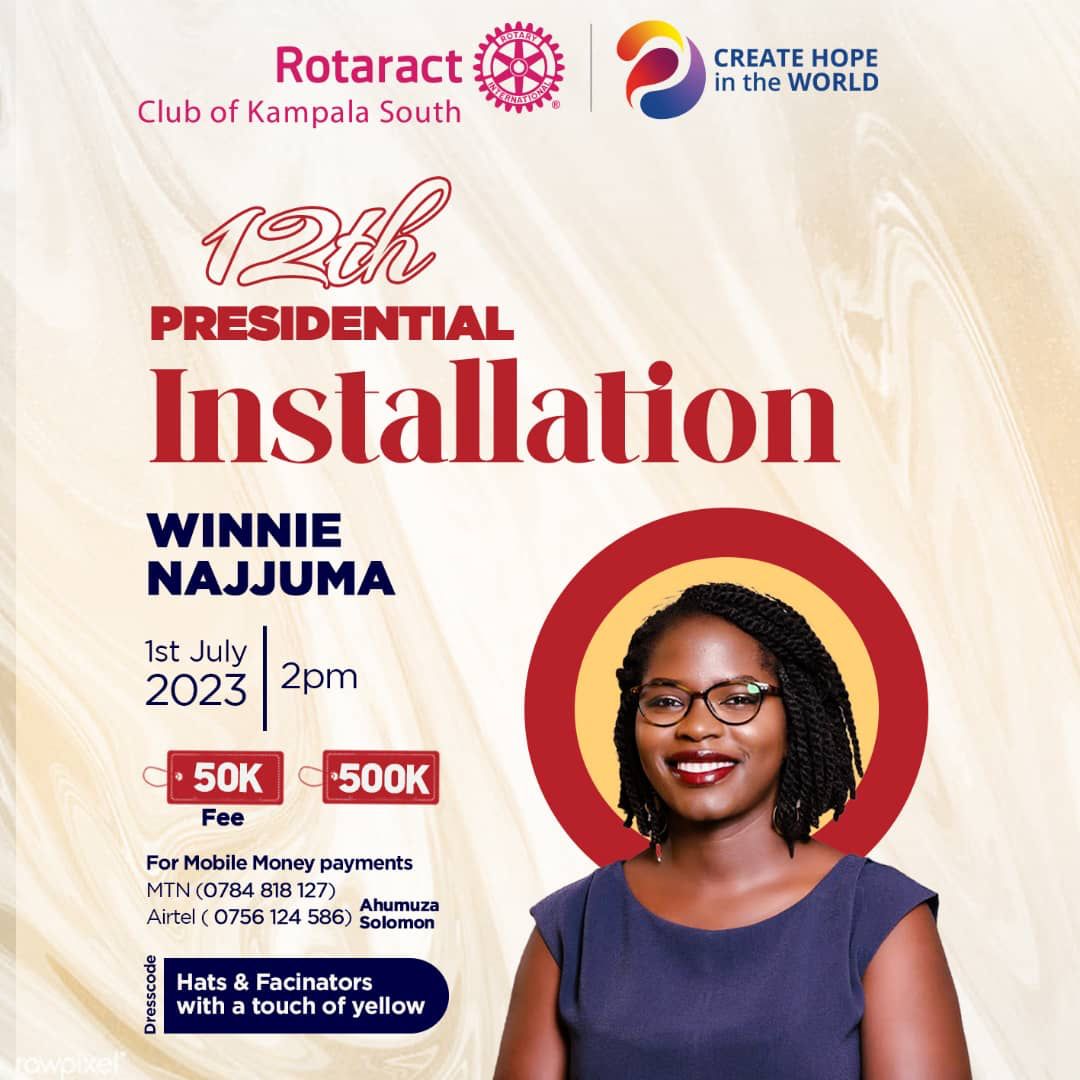 12 is my lucky number! I am elated to serve as the 12th President of the Rotaract Club of Kampala South.<a href="/RctKampalaSouth/">Rotaract Kampala South</a> Join us on 1st July 2023 as I and the incoming board will be installed at Nyasi Eco Resort - Kajjansi. 

#ImagineKnights
#Knights12President
