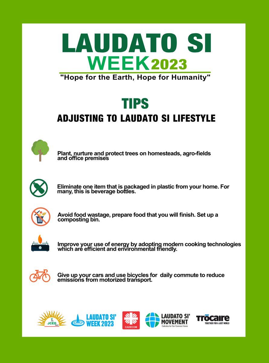 #LaudatoSiWeek
⛳️5 TIPS
🔧Adjusting to #LaudatoSi lifestyle.