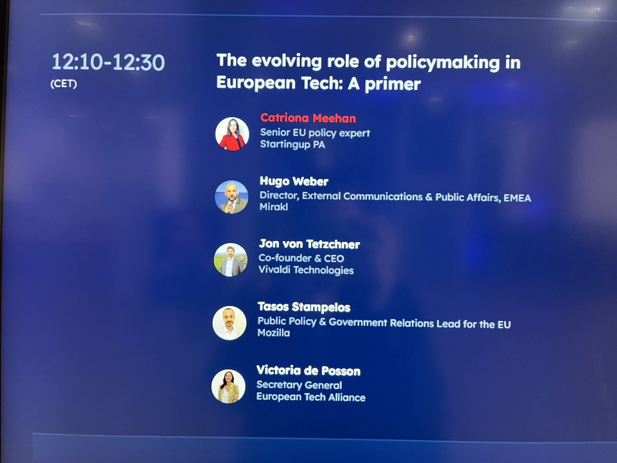 laura_lschulz's tweet photo. Next up at #TechEUSummit: Panel discussion on role of #policymaking for #EUtech @VdePosson @eutechalliance https://t.co/piJwFTFBs6