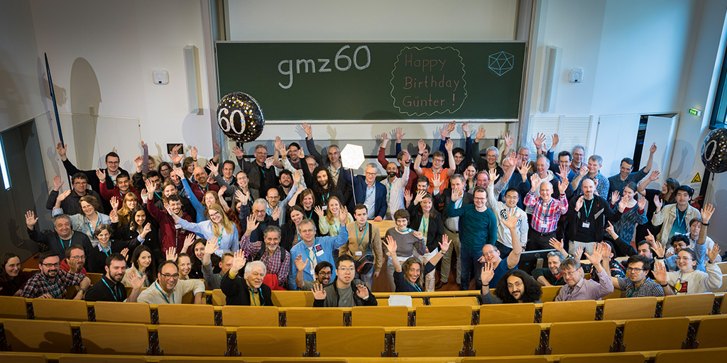 About 100 companions of @GuenterMZiegler   celebrated his 60th birthday with him at a terrific workshop 'GMZ60: #geometry, #Topology, Community' @FU_Berlin and @ZuseInstitute on 18-19 May. 💐🎉
Program & abstracts 👉bit.ly/3WuySee
@HumboldtUni @TUBerlin @WeierstrassInst