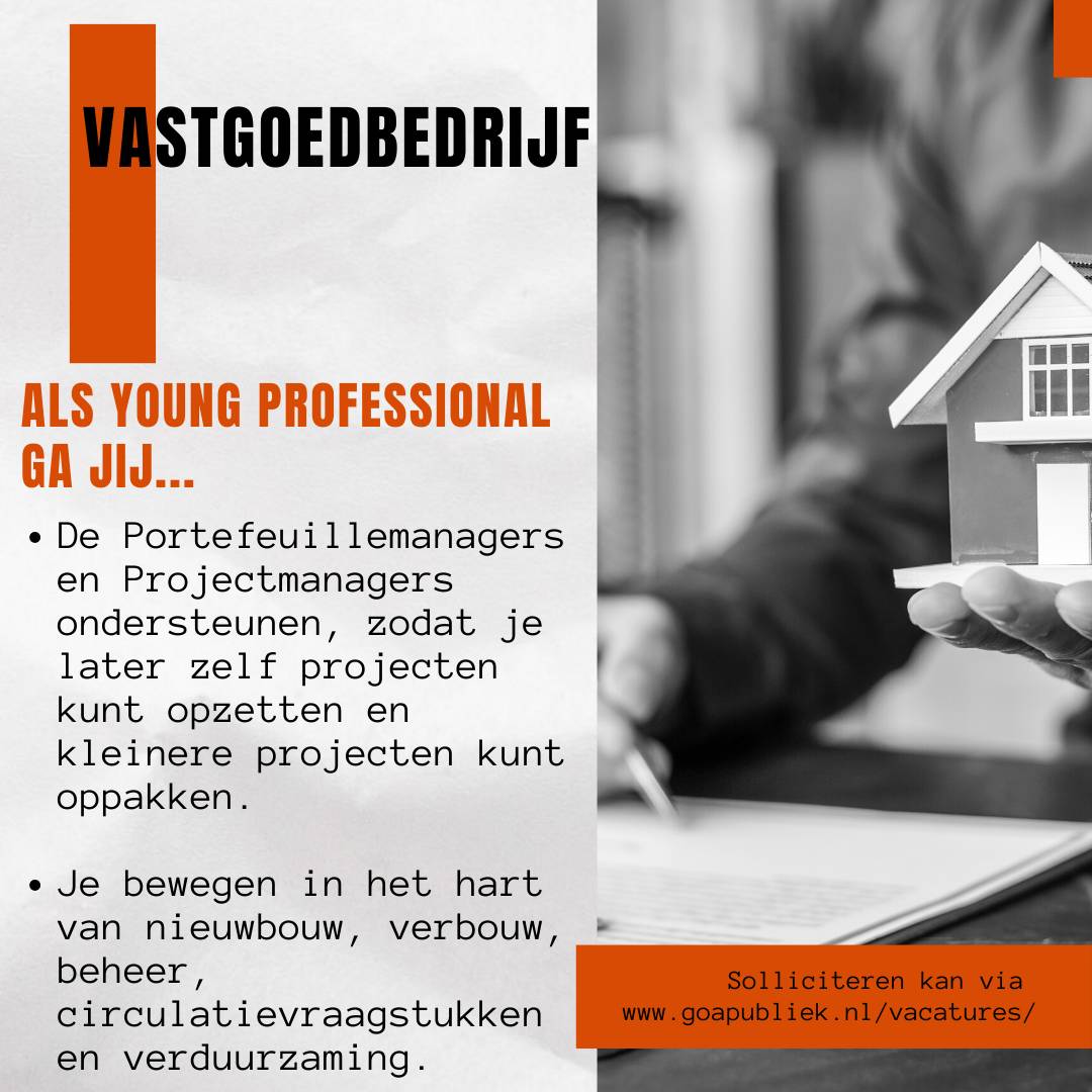 Gemeente Groningen zoekt Young Professionals!

Ben je geïnteresseerd in Vastgoed en heb je affiniteit met projecten? Lees de volledige vacature op onze website!
