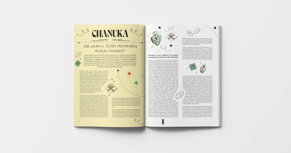 It was a great pleasure to read how people celebrate Chanuka in Poland! Was really happy to create an illustration about it :) 
The whole text is in Polish, made for DUMA magazine!