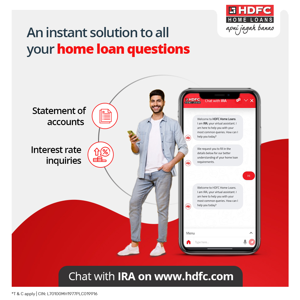 Wherever you are, whatever you need - our Intelligent Robotic Assistant is the answer. Click on the link below to use it now! bit.ly/3MTYezi #HDFCHomeLoans #apnijagahbanao #ChatOnline