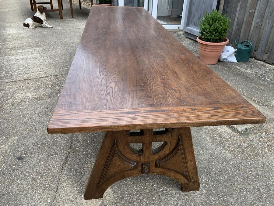 AntiqueTables1's tweet image. A large monastery table reputedly from Basilica de St Quentin, with a later four plank textured top on pierced and angled trestle ends. 

bit.ly/3Wymgmk

#monasterytable #antiquediningtable #antiquetable #antique #furniture #interior #design