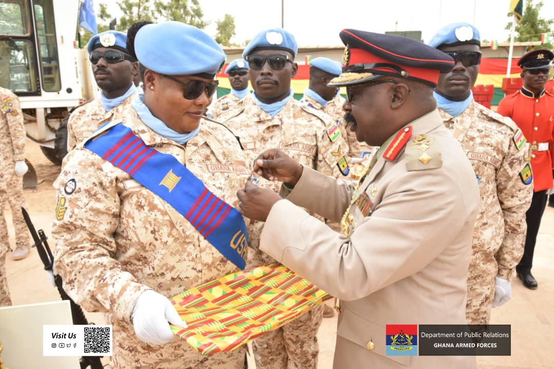 MINUSMA Ghana Engineer Company 10 was on Thursday 18 May 2023, decorated with the United Nations Peace Medals at the Sappers Camp in Timbuktu, Mali. - tinyurl.com/5evdkhj8