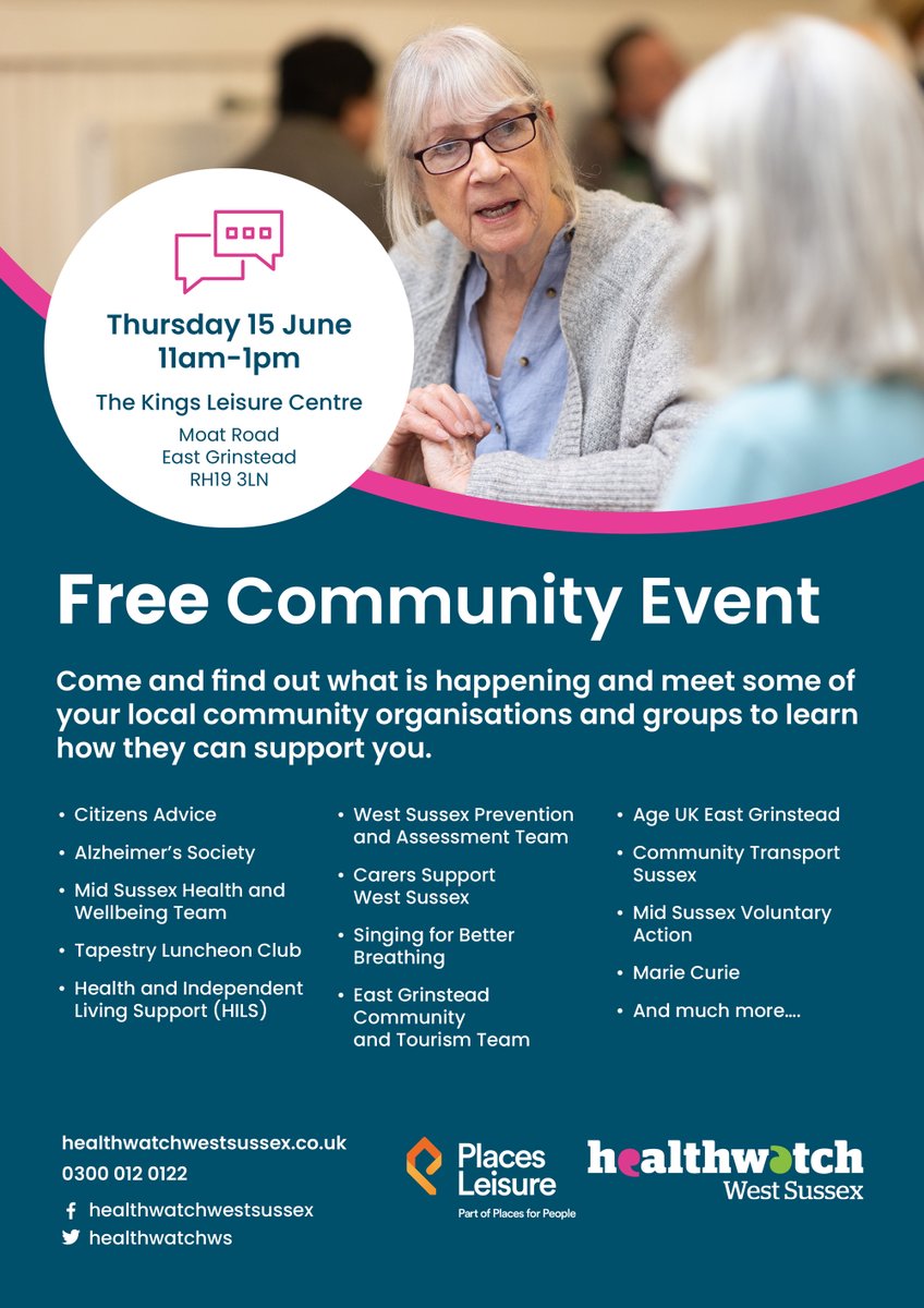 Come and meet some of your local community organisations and groups to learn how they can support you.

⏰ Thursday 15 June from 11am-1pm
🏢 The Kings Leisure Centre

#FreeCommuntyEvent #SupportAndAdvice