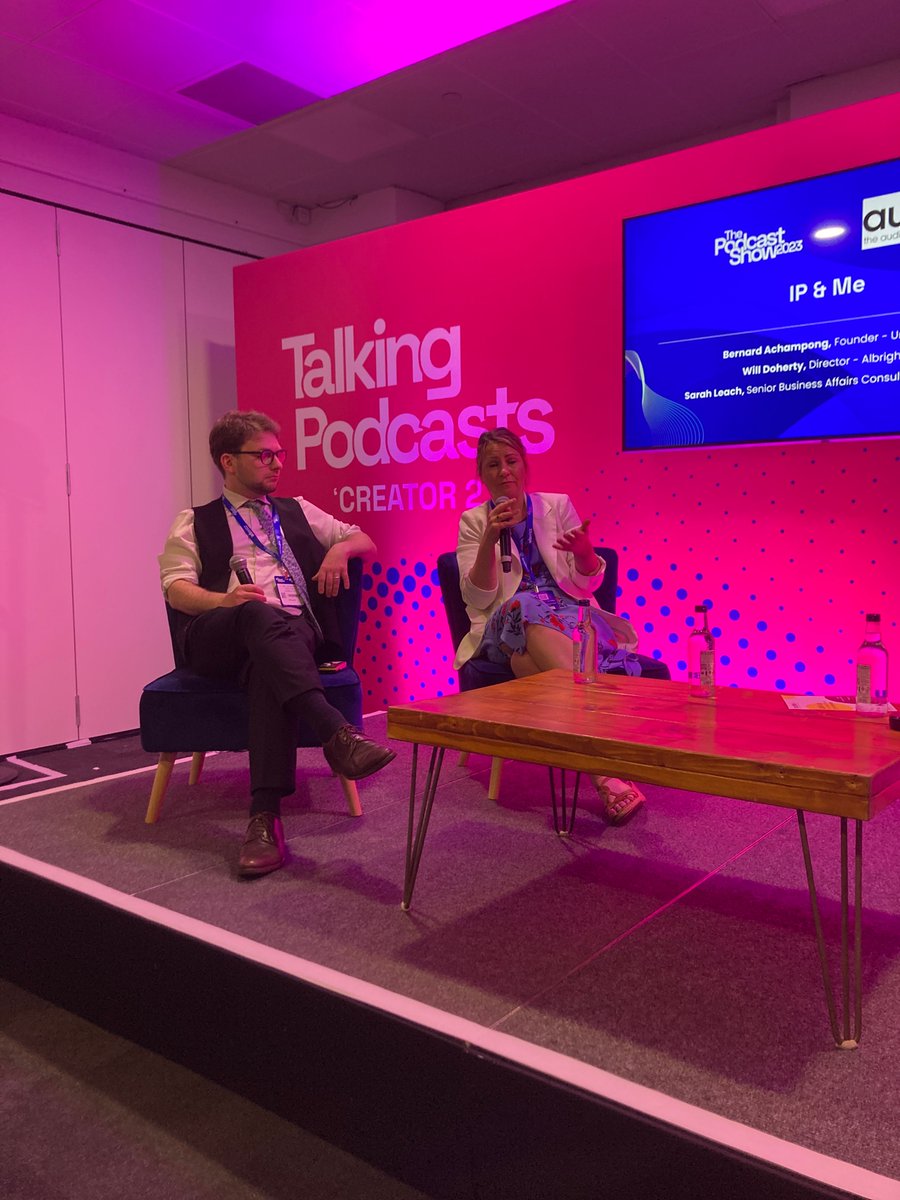 WeAreAudioUK's tweet photo. IP and Me at @PodcastShowLDN with @_mintandco’s Sarah Leach talking about different IP splits for producers. 

#PodShowLDN #audiotrain #audiouk #IPandMe #podcasts https://t.co/raMSx2PZaZ
