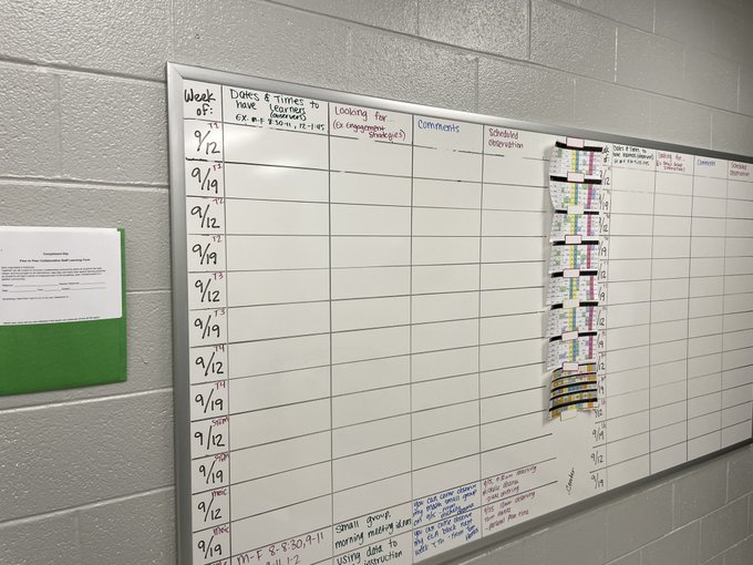 Principal Project (@principalproj) on Twitter photo It looks like just a spreadsheet on a board, but when teachers sign their names in a peer observation slot, it turns into a portal for growth.
(Via P <a href="/KaitlinCurran2/">Dr. Kaitlin Settle</a>) It looks like just a spreadsheet on a board, but when teachers sign their names in a peer observation slot, it turns into a portal for growth.
(Via P <a href="/KaitlinCurran2/">Dr. Kaitlin Settle</a>)