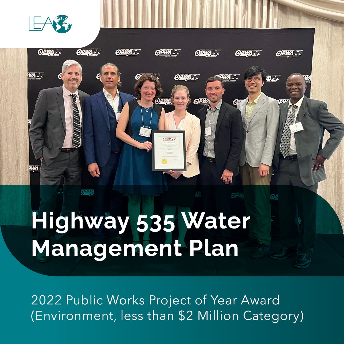 LEA Group (@lea_group) on Twitter photo We are honoured to receive the 2022 Public Works Project of the Year Award (Environment less than $2 Million Category) from <a href="/OPWAtweets/">Ontario Public Works</a> for our work on Highway 535 Water Management Plan.
Thanks to <a href="/ONtransport/">Ontario Ministry of Transportation</a> and Water's Edge for their contributions to this project's success! We are honoured to receive the 2022 Public Works Project of the Year Award (Environment less than $2 Million Category) from <a href="/OPWAtweets/">Ontario Public Works</a> for our work on Highway 535 Water Management Plan.
Thanks to <a href="/ONtransport/">Ontario Ministry of Transportation</a> and Water's Edge for their contributions to this project's success!