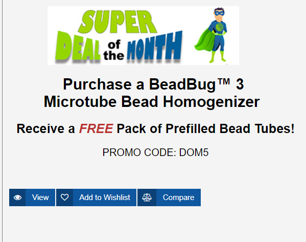 DOTScientificMN's tweet photo. Check out Dot's Super Deal of the Month! When you purchase a BeadBug Microtube Homogenizer, you receive a free pack of Prefilled Bead Tubes! #dotscientific https://t.co/yjJgwAiUZv