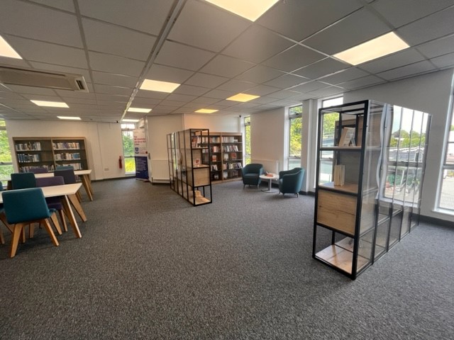 NUHLibrary's tweet photo. A sneak peak of our relaxation area ahead of re-opening next Tuesday. Why not pop in for a fiction book 🥳📚 #libraryrefurb #WellbeingWednesday #readingforpleasure https://t.co/hLBlYeC8IN