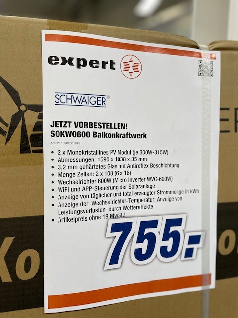 expertUelzen's tweet photo. Endlich wieder verfügbar: Balkonkraftwerke von SCHWAIGER!

Wusstest Du, dass Du ganz einfach Deinen eigenen Strom herstellen kannst, auch ohne große Photovoltaik-Anlage auf dem Dach? 😲🤔 Zum Beispiel mit dem Schwaiger 600 W Solarpanel, welches Du ganz flexibel auf einem Flac ... https://t.co/cQhchlupQD