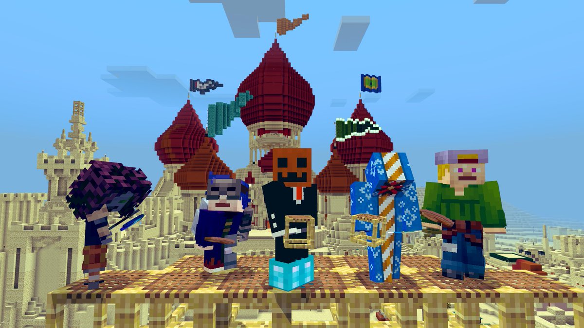 おそようございます🎃
#カボチャ王国
砂漠の街完成を祝ってそれぞれの個性爆発の旗立ててみました‼️

どれが一番好きかな？( ꒪Д꒪)

そのうち砂漠の街紹介動画だすかも？

#レルムメンバー募集
#統合版マイクラ