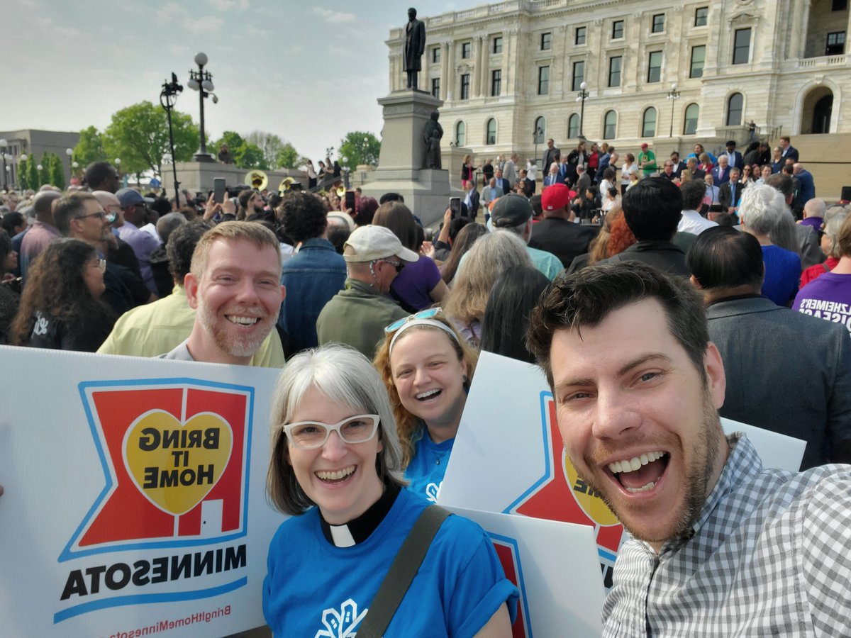 At the capitol celebrating a historic legislative session- so many transformational things passed that will help Minnesotans b/c of hard work of all these ppl-- including starting #BringitHomeMN  #mnleg