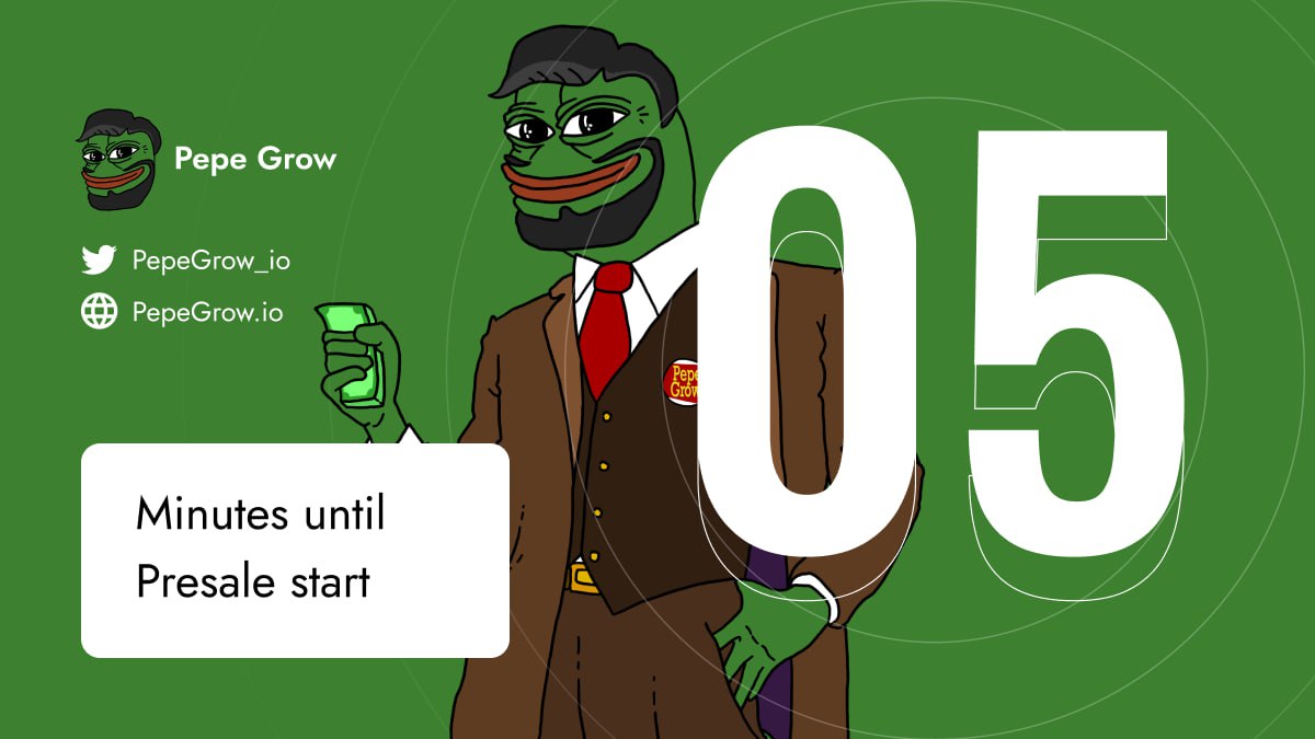 pepegrow_io's tweet photo. 🎉5 minutes to presale🎉

📣ATTENTION ATTENTION! The PEPEGROW presale is only 5 minutes away! Prepare you wallets, it is almost here!📣

🌐 Presale https://t.co/Us5r6BeU4s

🔥Don't miss out on this chance to be a part of the future of crypto. Get ready for the Presale now! https://t.co/2Hn4yL2KHe