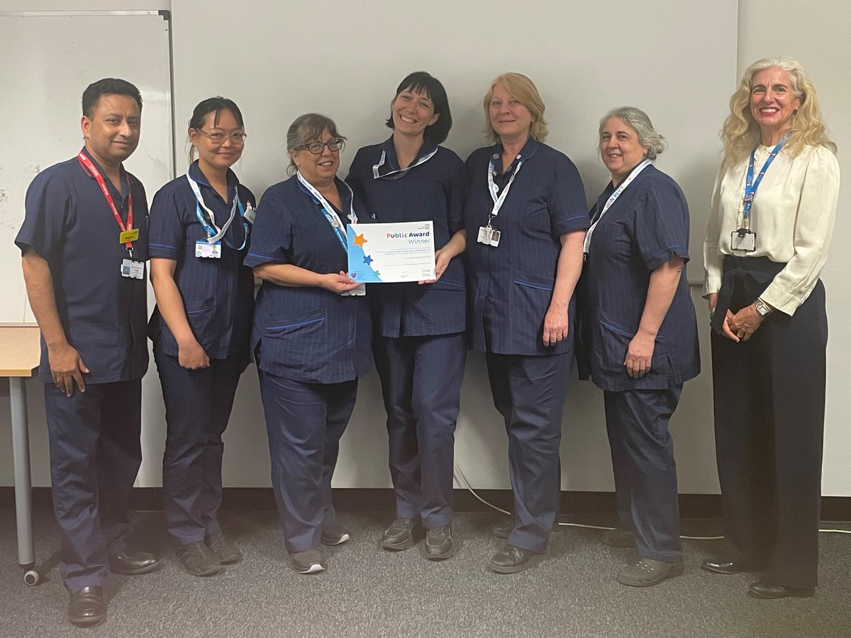 Well done to the QMC <a href="/NUHStoma/">NUH Stoma Care Team</a> Team, Winners of a Team NUH Public Award in our second quarterly round. The team (not all pictured) were presented with their award by Barbara Cathcart, Chief Executive of <a href="/NUHCharity/">Nottingham Hospitals Charity</a> who sponsor the public award. 👏 <a href="/NUHSurgery/">NUH Surgery and Associated Services</a>