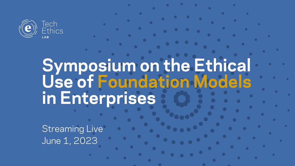 REMINDER: Next Thurs. (6/1) is our (free) virtual symposium on foundation models! Much of the attention on generative AI concerns commercial applications. This event will explore a multi-stakeholder approach to these technologies in enterprise contexts. techethicslab.nd.edu/events/2023/06…