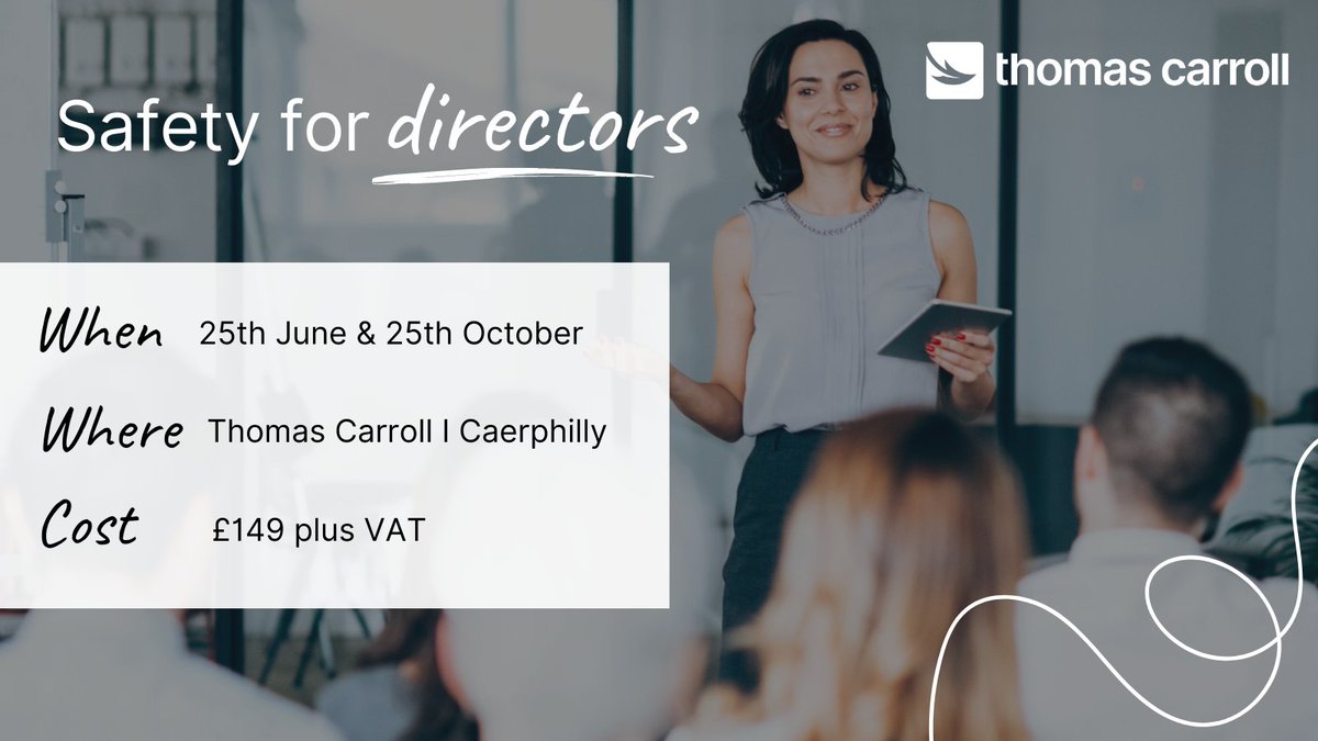 We're back with our #Safety for Directors course! Our #Caerphilly HQ will host our safety for directors workshops in June and October. Senior management will learn the importance of strategic safety management and managing health and safety effectively. 👇thomascarroll.co.uk/events/29552/