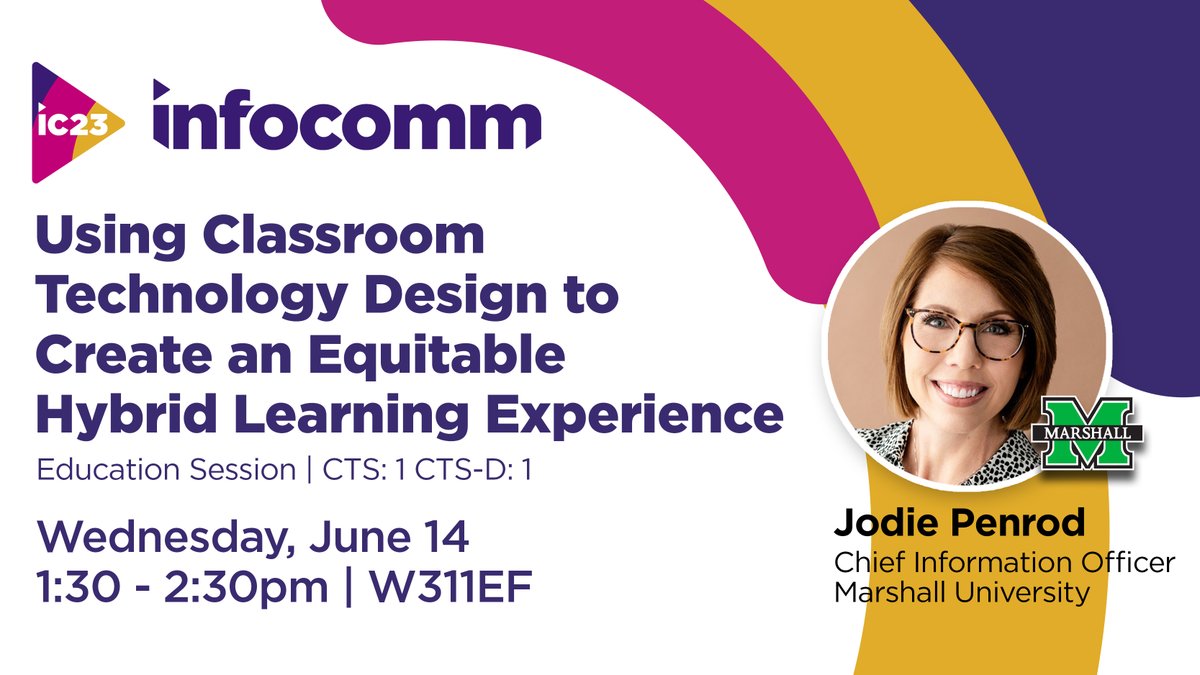Our customer + partner, @JodiePenrod of @marshallu, will be presenting on how to use #classroomtechnology to create equitable #hybridlearning experiences at @InfoComm this year. Be sure to add her @avixa #Education Session to your 🗓️! Learn more: bit.ly/3MRToT2 #AVtweeps