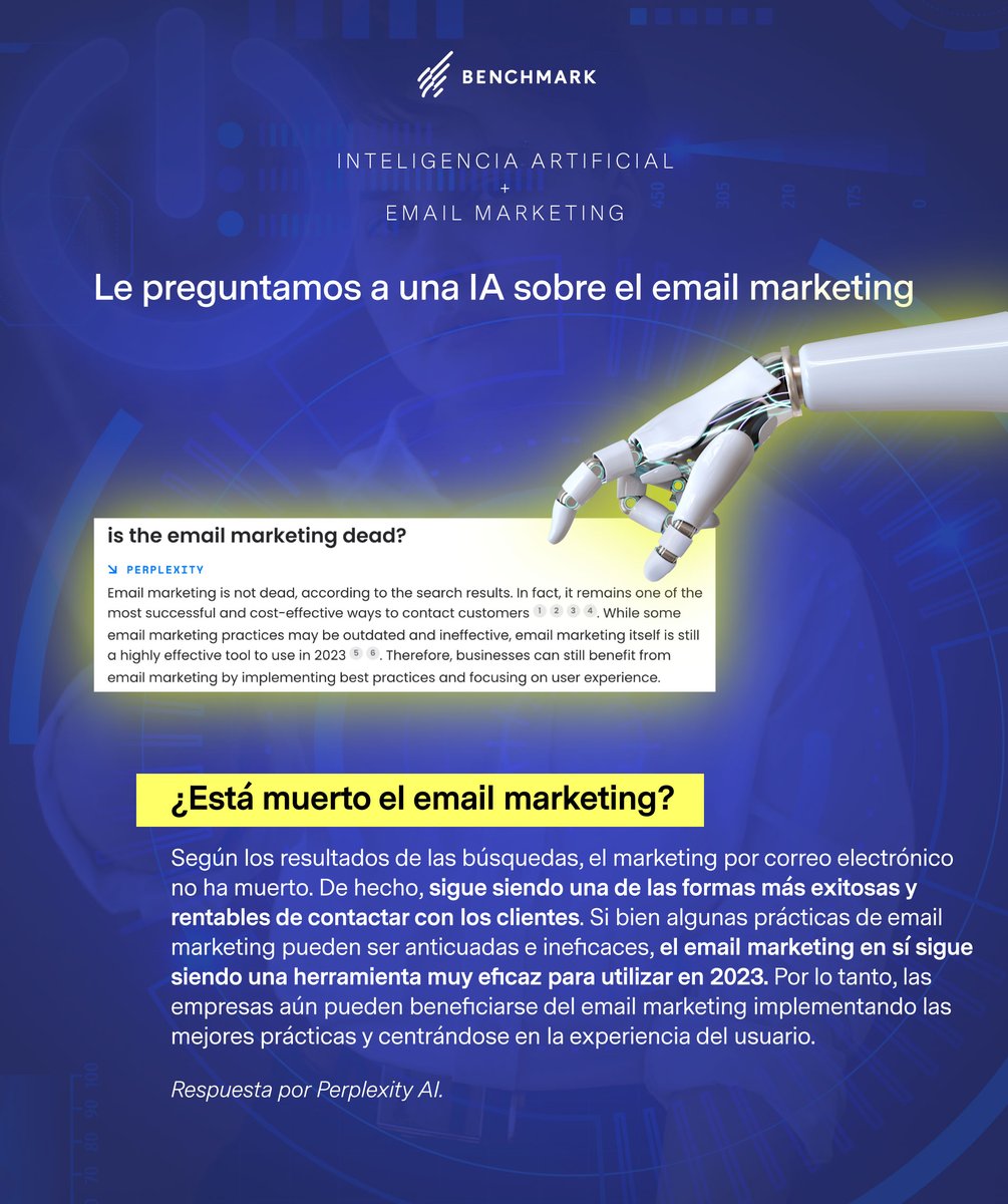 Le preguntamos a un AI si te conviene o no hacer email marketing ✉️y mira lo que ha respondido... 
#emailmarketing #email #negocios #negocioDigital #marketingtips #MarketingDigital #marketing