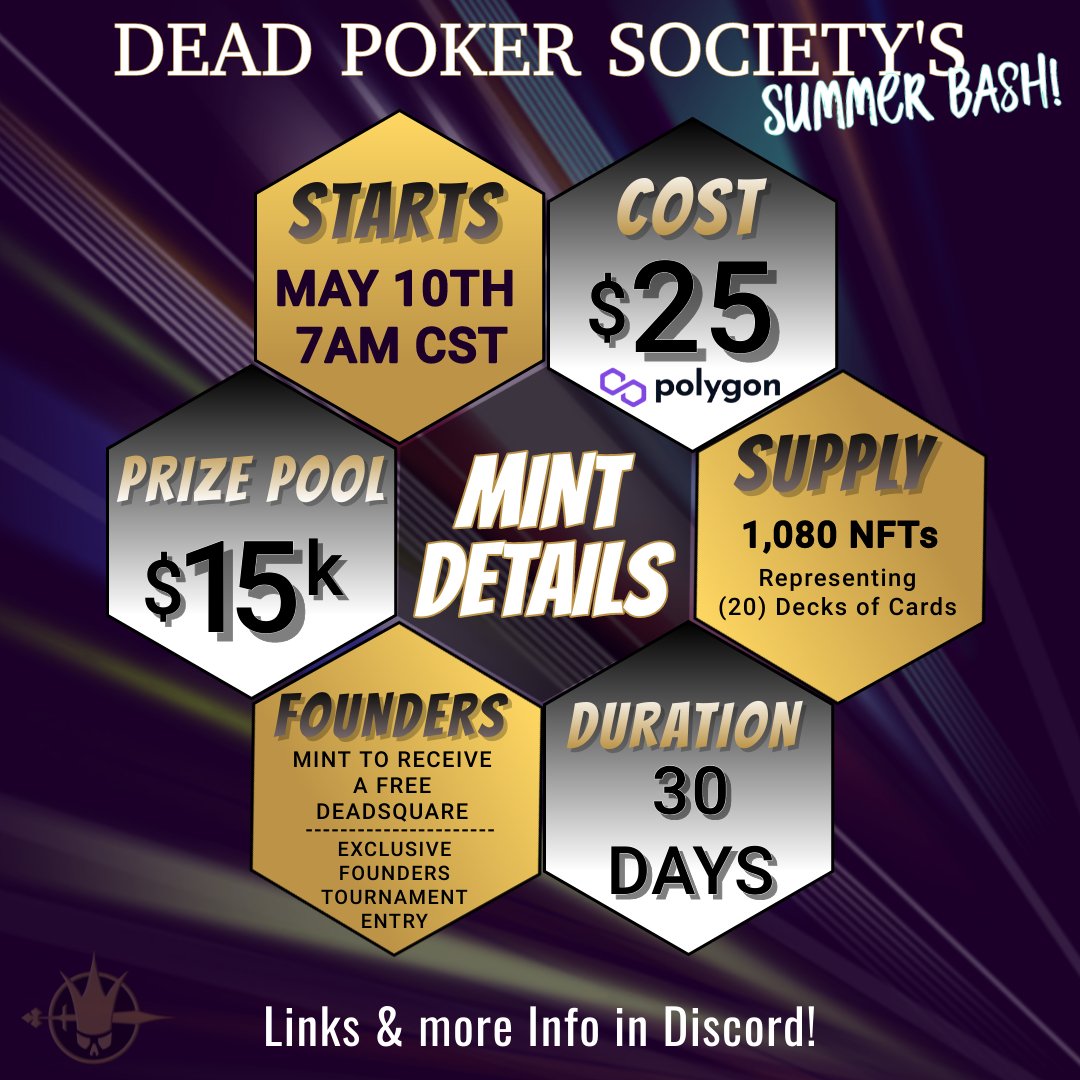 How sick is this NFT by @DPS_Club54 ! 
Mint your summer bash pass today:
app.niftykit.com/collections/dp…
Join the discord for more info:
discord.gg/deadpokersocie…
#deadpokersociety
#summerbash