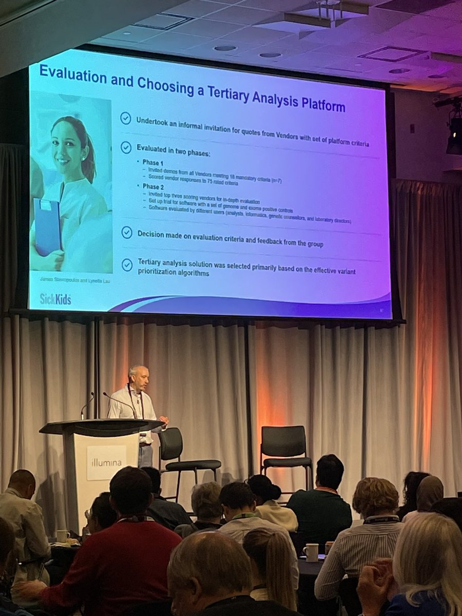 Christian Marshall at <a href="/SickKidsNews/">The Hospital for Sick Children (SickKids)</a> presenting clinical WES and WGS. Finding accuracy with short reads allowing them to do 30x instead of 40x depth. Dragen and Emedgene
