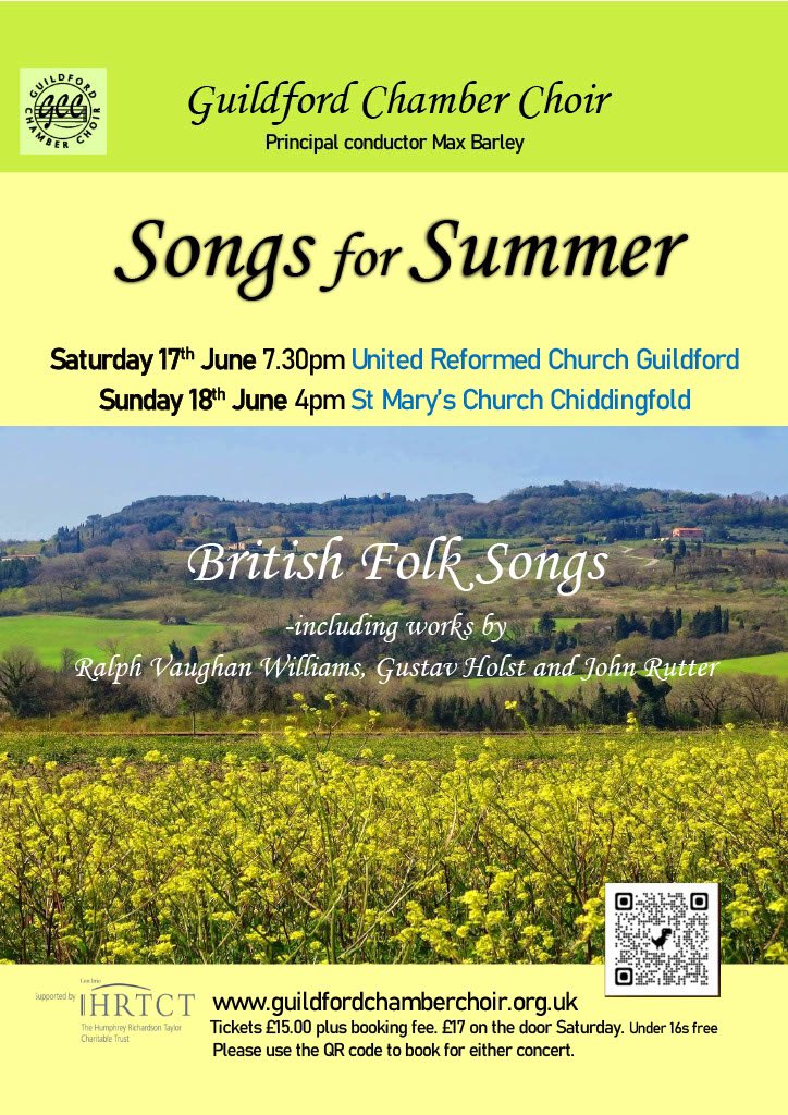 We're looking forward to our Summer concert which we will be performing twice on the weekend of 17/18 June, in Guildford United Reform Church and also in St Mary's Church, Chiddingfold. Tickets available here guildfordchamberchoir.org.uk