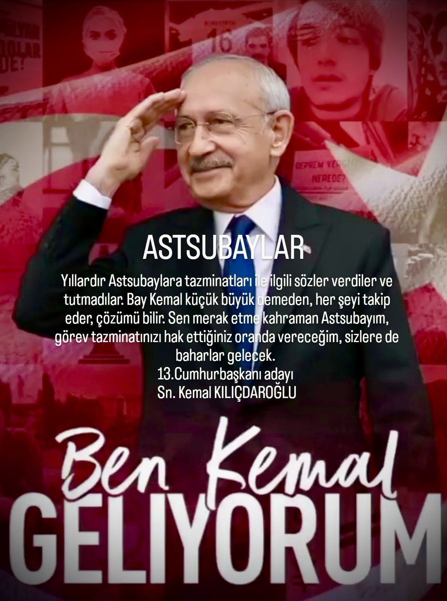 <a href="/CHPMuratBakan/">Murat BAKAN</a> Assubay Evladı ve TEMAD Üyesi Sayın Vekilim, 13.Cumhurbaşkanımız Sayın Kemal Kılıçdaroğlunu ve sizi yürekten destekliyorum. 1.Turda olduğu gibi 2.Turda da tam destek. Sandıkları patlatacağız. Herşey Çok Güzel Olacak. Saygılarımla